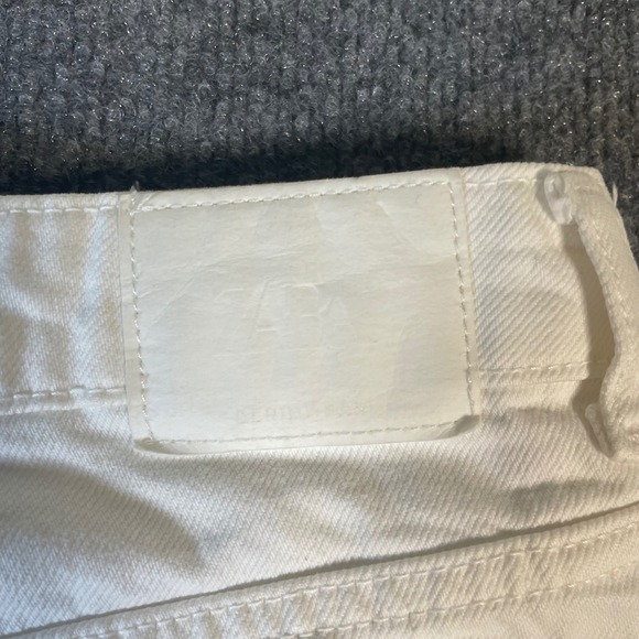 Zara Women White Denim Wide Leg Crop Jeans Size 4 - 30x28 Casual‎ Baggy Pockets - Picture 7 of 12